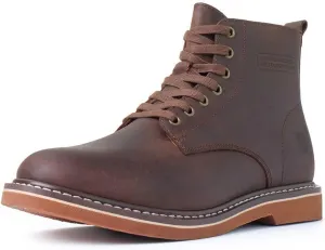 SUREWAY Men's 6" Service Boot,Casual Work Boots, Full-Grain Leather,Comfortable Rubber Outsole,Slip /0il/Acid Resistant Outsole,Removable Memory Foam PU lnsole, Soft toe Brown Work Boots