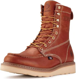 SUREWAY Mens 8 in Wedge Moc Soft/Steel Toe Work Boots for Men,Full-Grain Leather,Goodyear Welt,EH,Safety Industrial Construction Boots/Shoes for Women,Soft Toe Light BROWN,Size 12