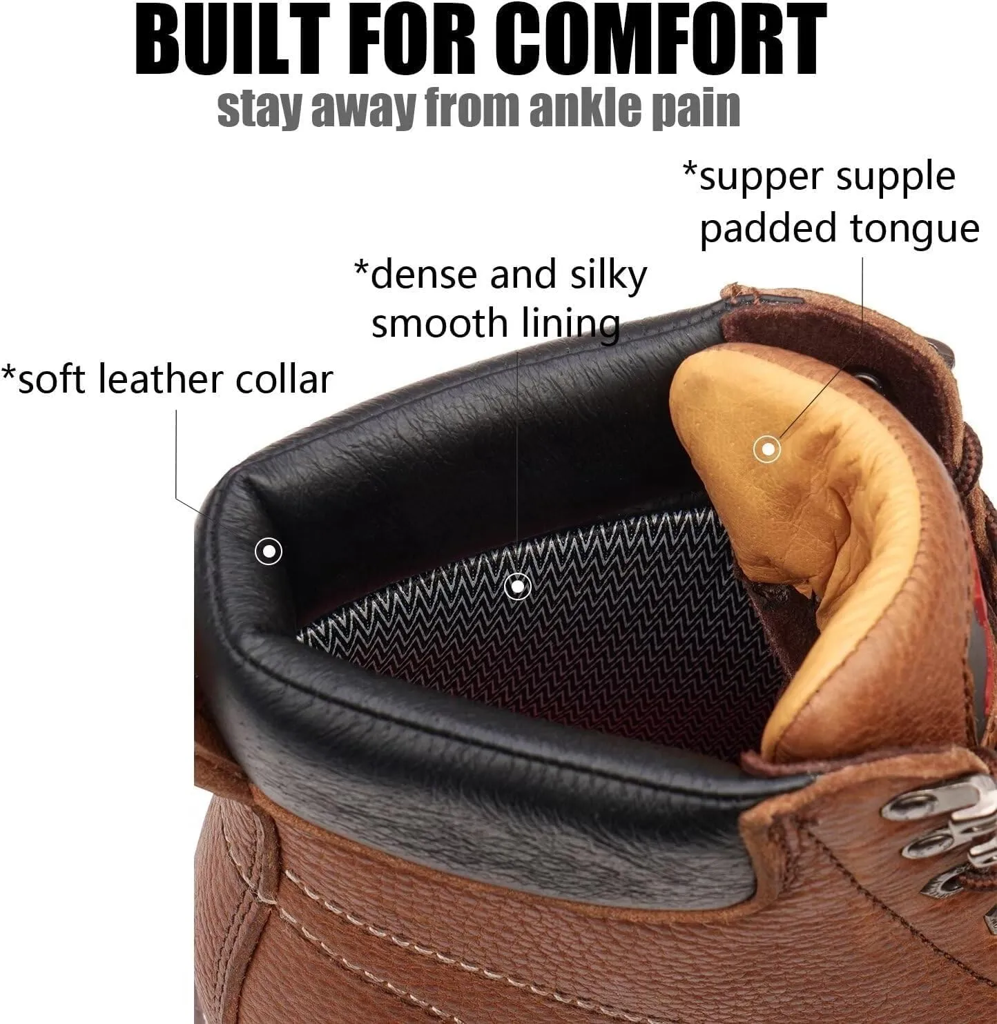 SUREWAY Mens Heavy Duty Soft/Composite/Steel Toe Work Boots for Men-Comfortable,Goodyear Welt,Full Grain Leather,6 in Wedge Moc Toe Construction Boots/Shoes