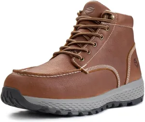 SUREWAY Men's Lightweight Casual Soft Toe Work Boot - Moc Toe, Men's Construction Industry Safety Wedge Work Boot/Shoe - Black, Comfort Insole, Superior Oil/Slip Resistance
