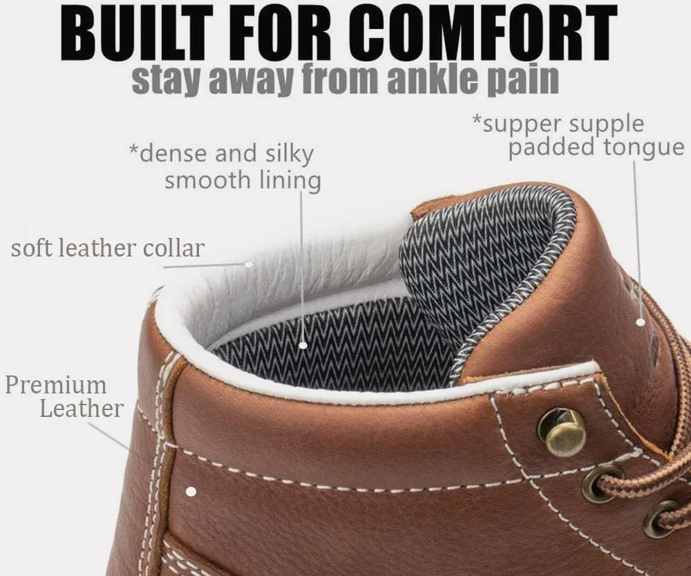 SUREWAY Men's Lightweight Casual Soft Toe Work Boot - Moc Toe, Men's Construction Industry Safety Wedge Work Boot/Shoe - Black, Comfort Insole, Superior Oil/Slip Resistance