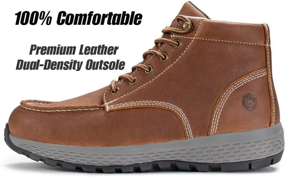 SUREWAY Men's Lightweight Casual Soft Toe Work Boot - Moc Toe, Men's Construction Industry Safety Wedge Work Boot/Shoe - Black, Comfort Insole, Superior Oil/Slip Resistance