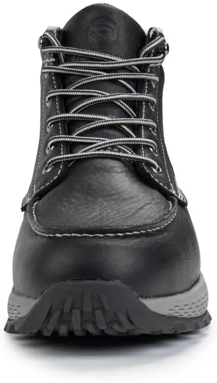 SUREWAY Men's Lightweight Casual Wedge Soft Moc Toe Work Boots,Comfort Insole, Superior Oil/Slip Resistant,Men's Construction Industrial Safety Working Boots/Shoes - Black