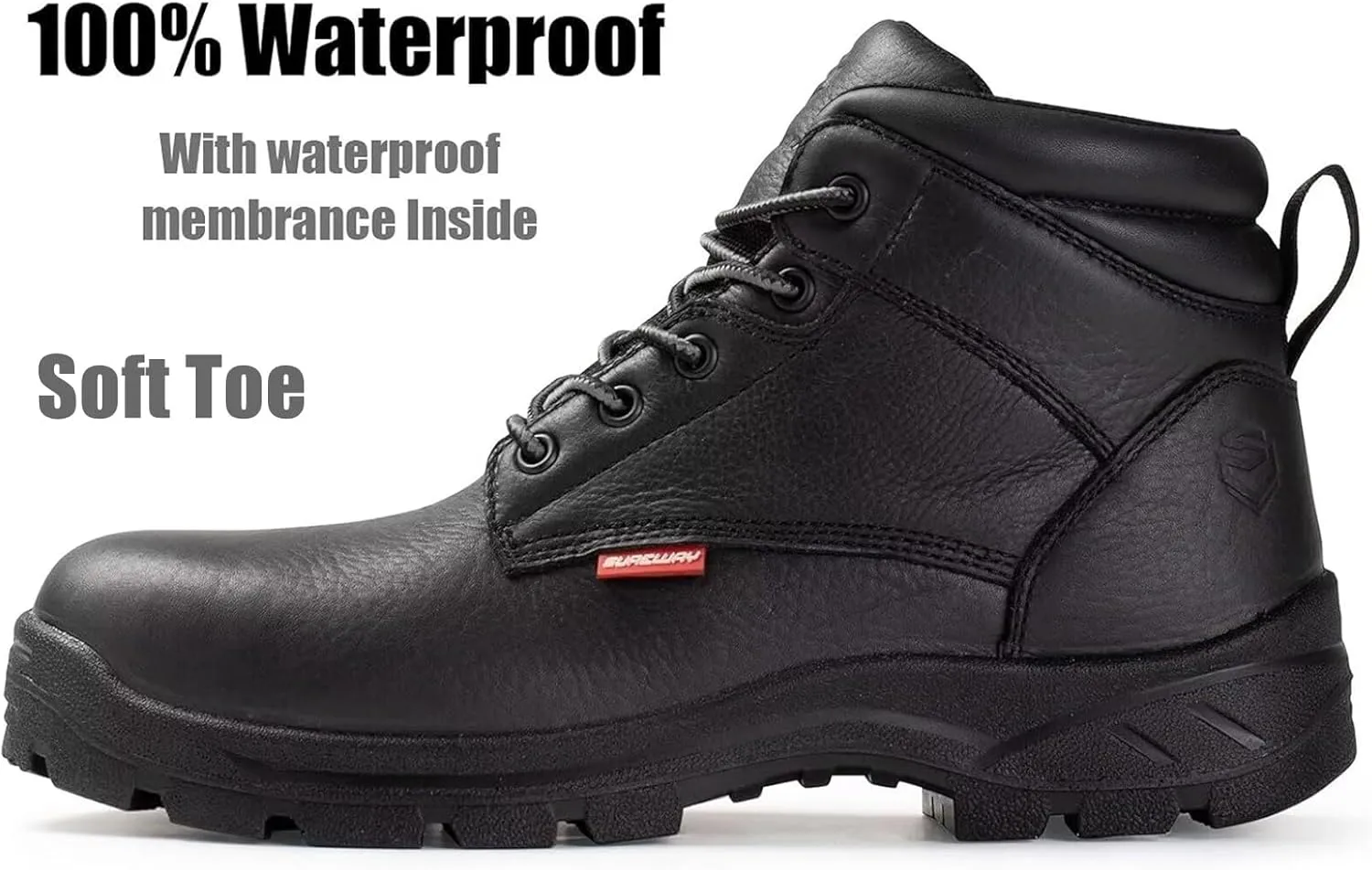 SUREWAY Mens Waterproof Soft/Steel Toe Work Boots/Shoes for Men,Full-Grain Leather,Oil/Slip Resistant,Lightweight,Anti-Fatigue for Standing/Walking All Day Long