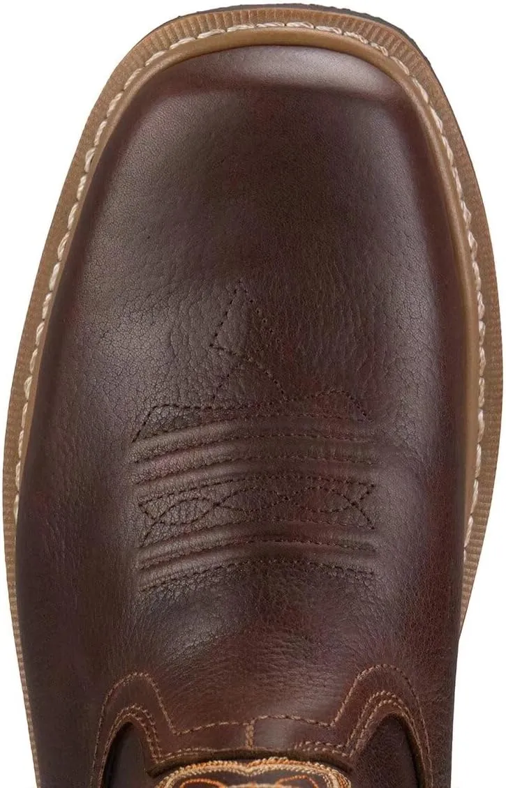 SUREWAY Men's Western Cowboy Boots-Soft Toe,Waterproof Square Toe Work Boots for Men,Comfortable & Durable,Oil/Slip Resistant,Thicker Leather,Rubber Sole,Work Shoes With Embroidered