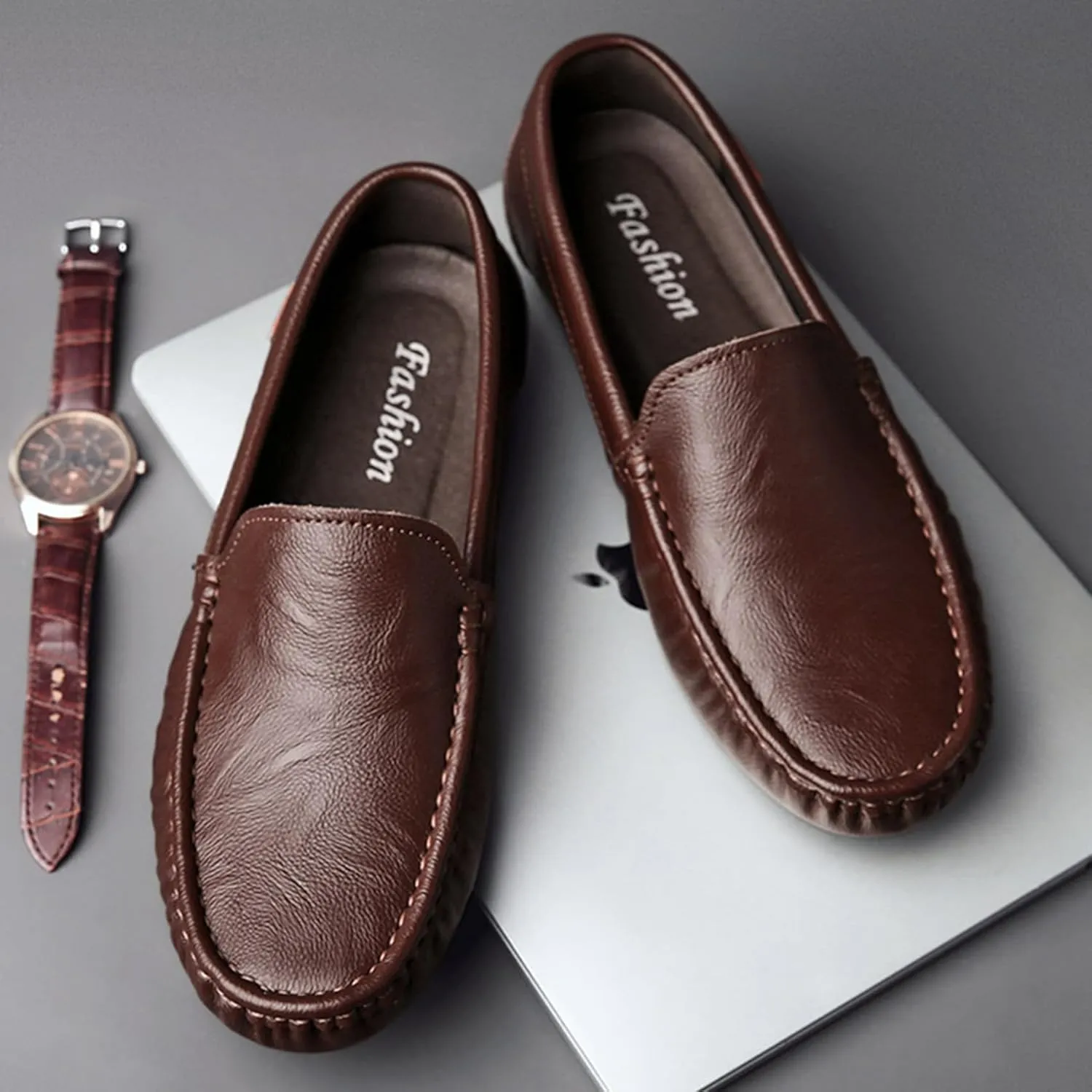 SywzX&xfybz Men's Casual Leather Shoes Lightweight Soft Soled Driving Shoes Loafers