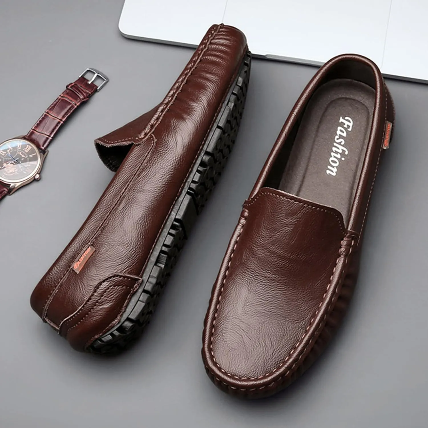 SywzX&xfybz Men's Casual Leather Shoes Lightweight Soft Soled Driving Shoes Loafers