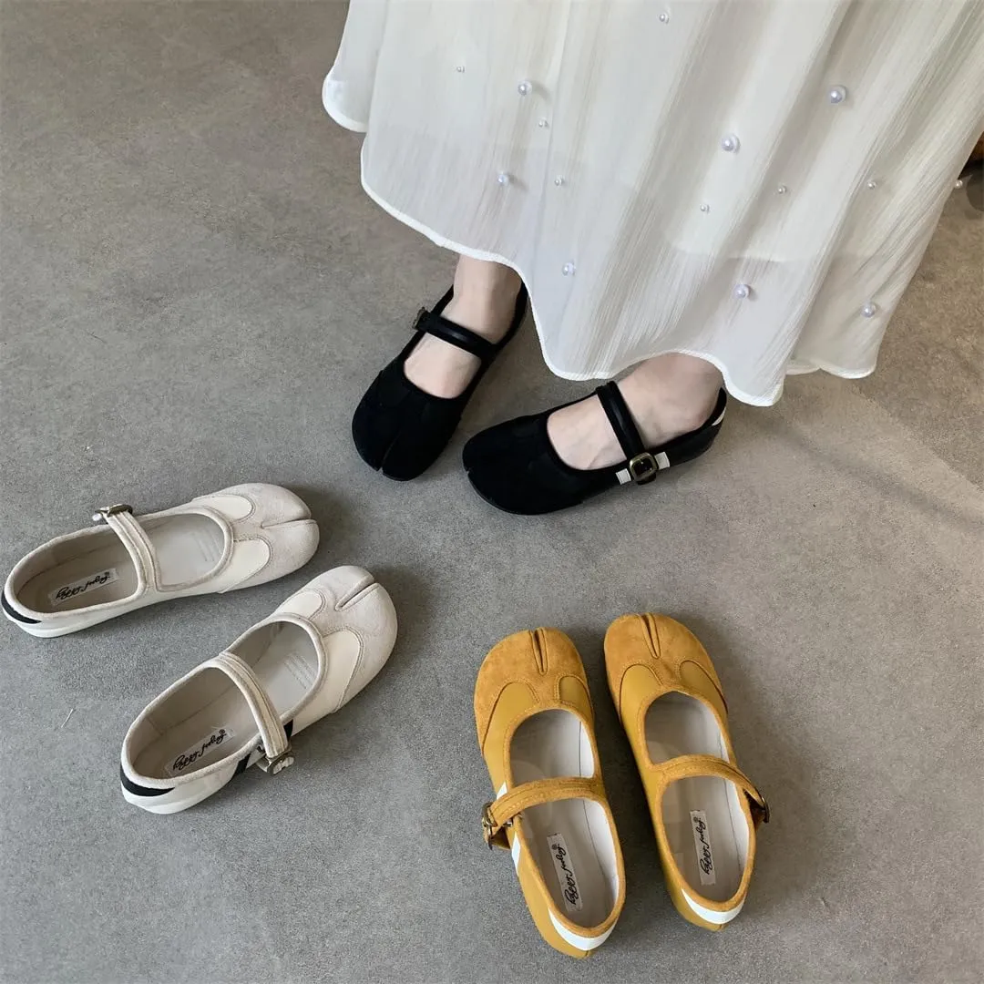 Tabi Shoes Women Mary Janes Ballet Flat - Low Top Split Toe Orthopedic Cute Casual Comfortable Walking Lightweight Female Solid All-Match for Daily Wear Beach Travel Athleisure Standing All Day