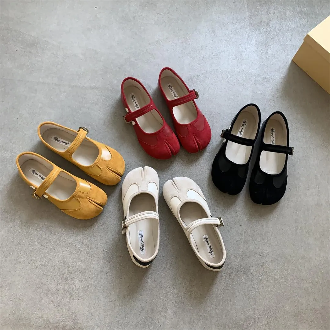 Tabi Shoes Women Mary Janes Ballet Flat - Low Top Split Toe Orthopedic Cute Casual Comfortable Walking Lightweight Female Solid All-Match for Daily Wear Beach Travel Athleisure Standing All Day