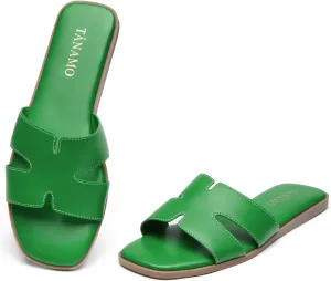 Tanamo Women's Slide Sandals, Comfortable Flats Summer Dressy Casual Beach Open Toe Shoes 2024