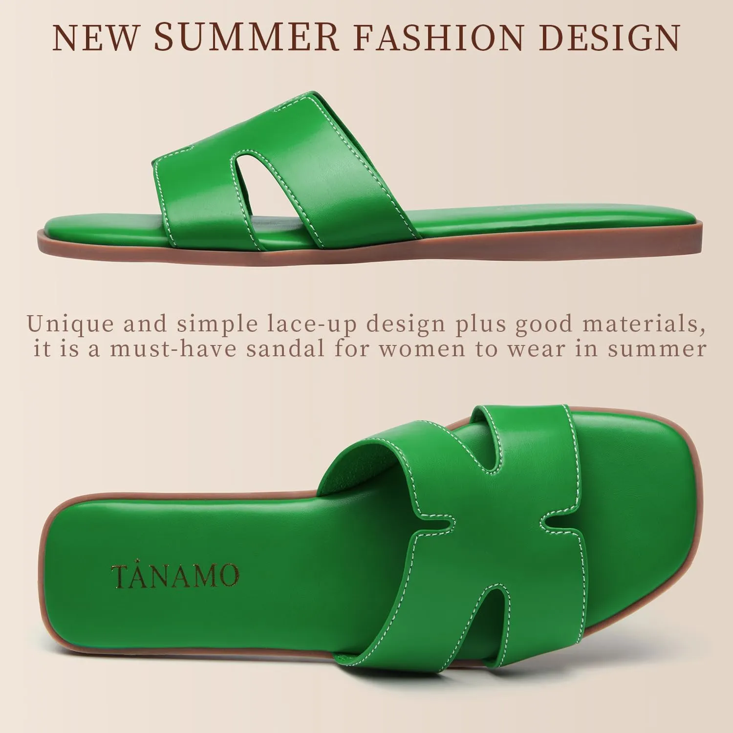 Tanamo Women's Slide Sandals, Comfortable Flats Summer Dressy Casual Beach Open Toe Shoes 2024