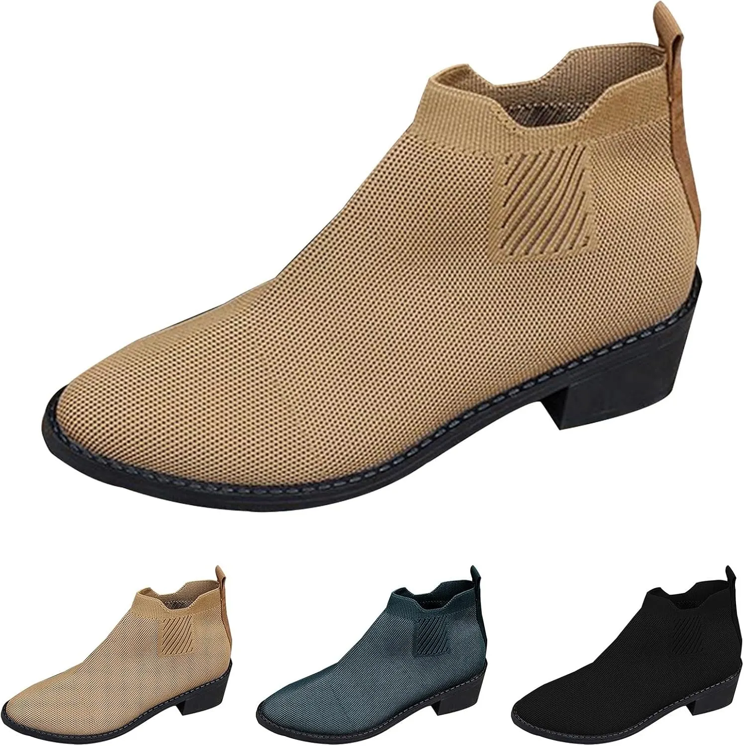 Taupe Boots for Women Low Heel Flat With Shoes Features: 10 Wide Boots for Women