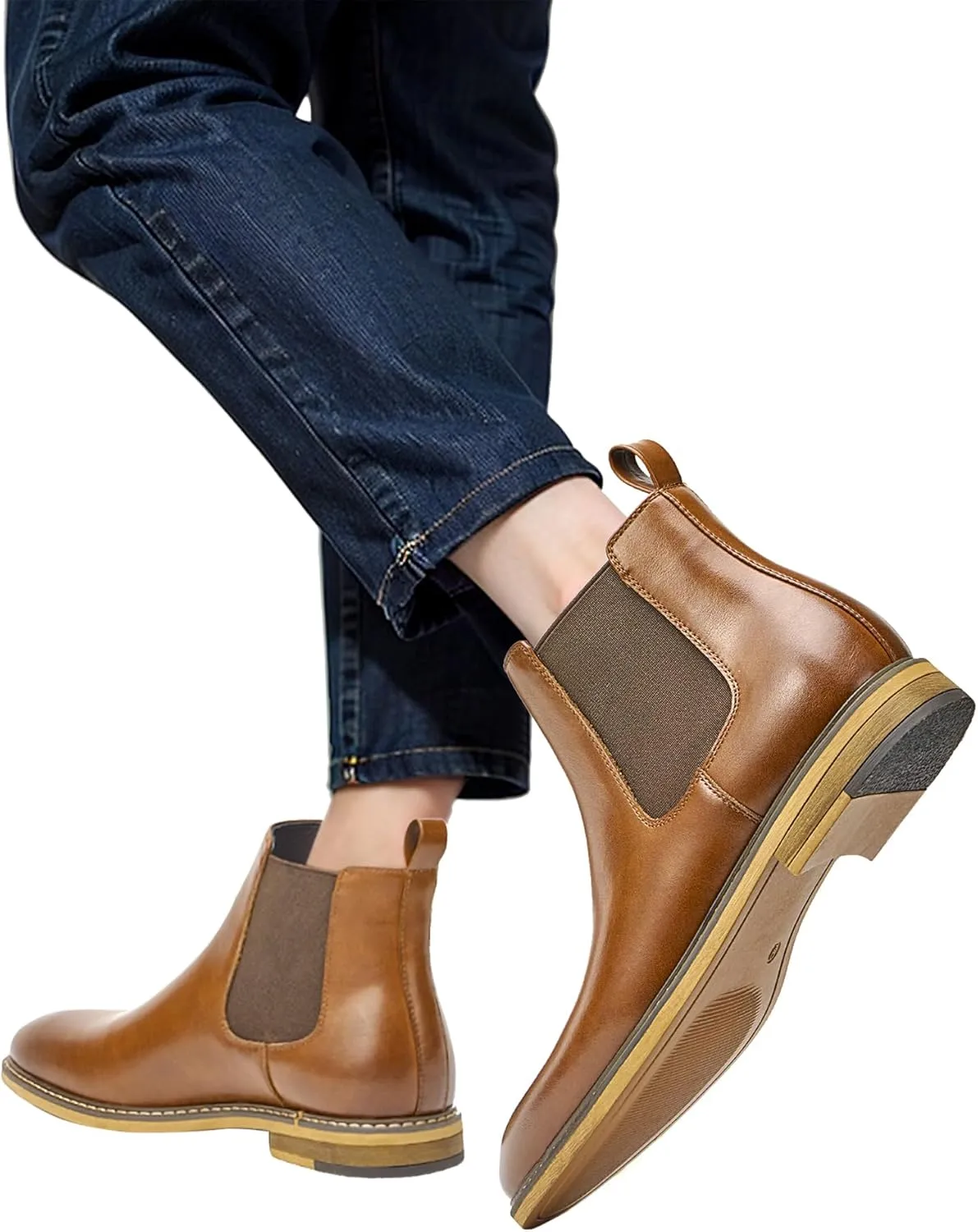 Temeshu Men's Chelsea Boots Casual Dress Boots Ankle Slip On Boots for Men MS25