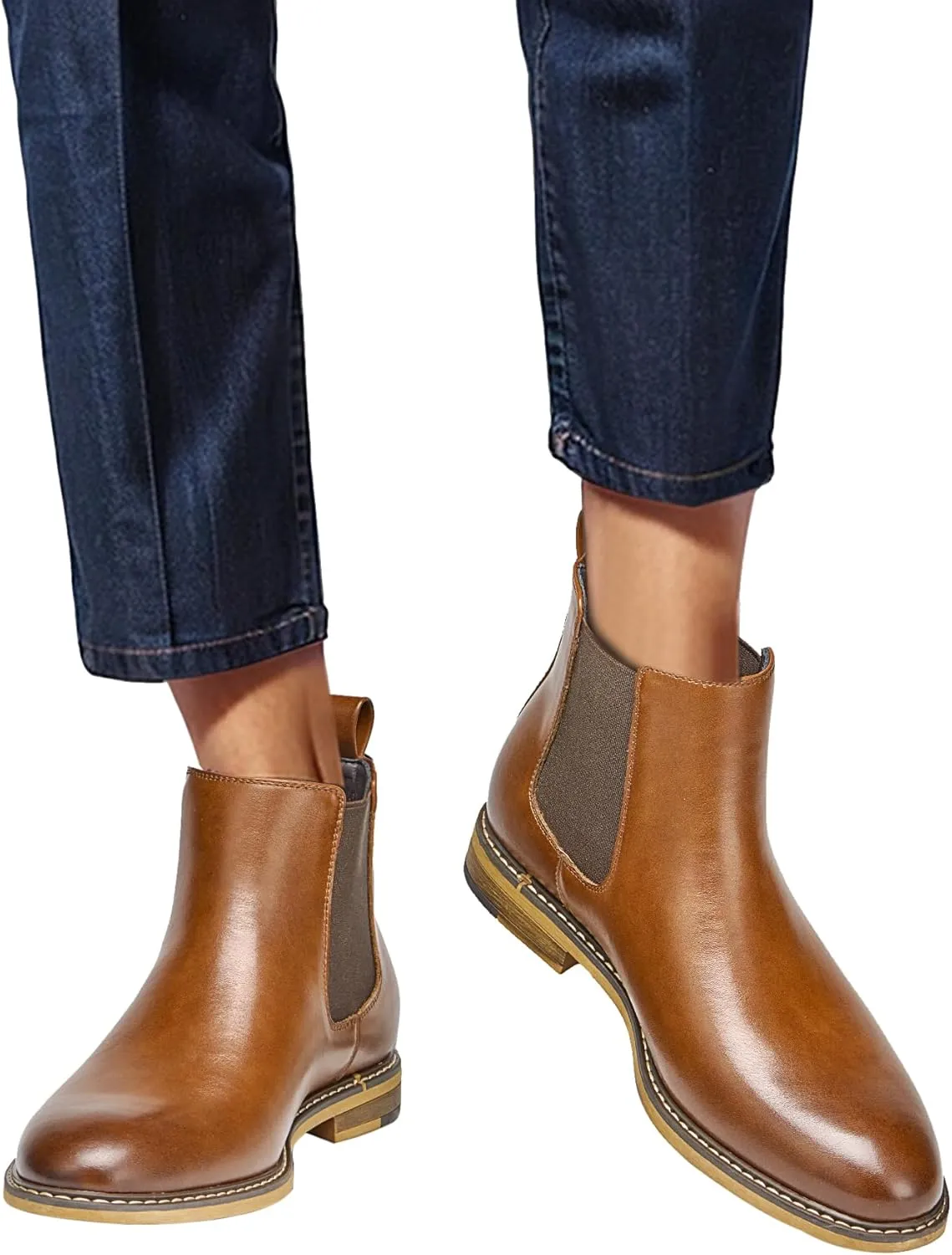 Temeshu Men's Chelsea Boots Casual Dress Boots Ankle Slip On Boots for Men MS25