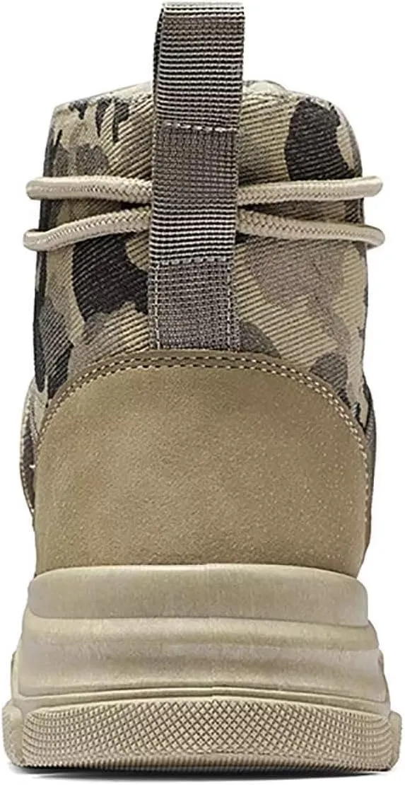 TERBOFIN Tactical Military Boots for Men Comfort Combat Boots Lightweight Camouflage High Top Canvas Boots with Soft Out-sole Thicker Heel for Casual Work Walking