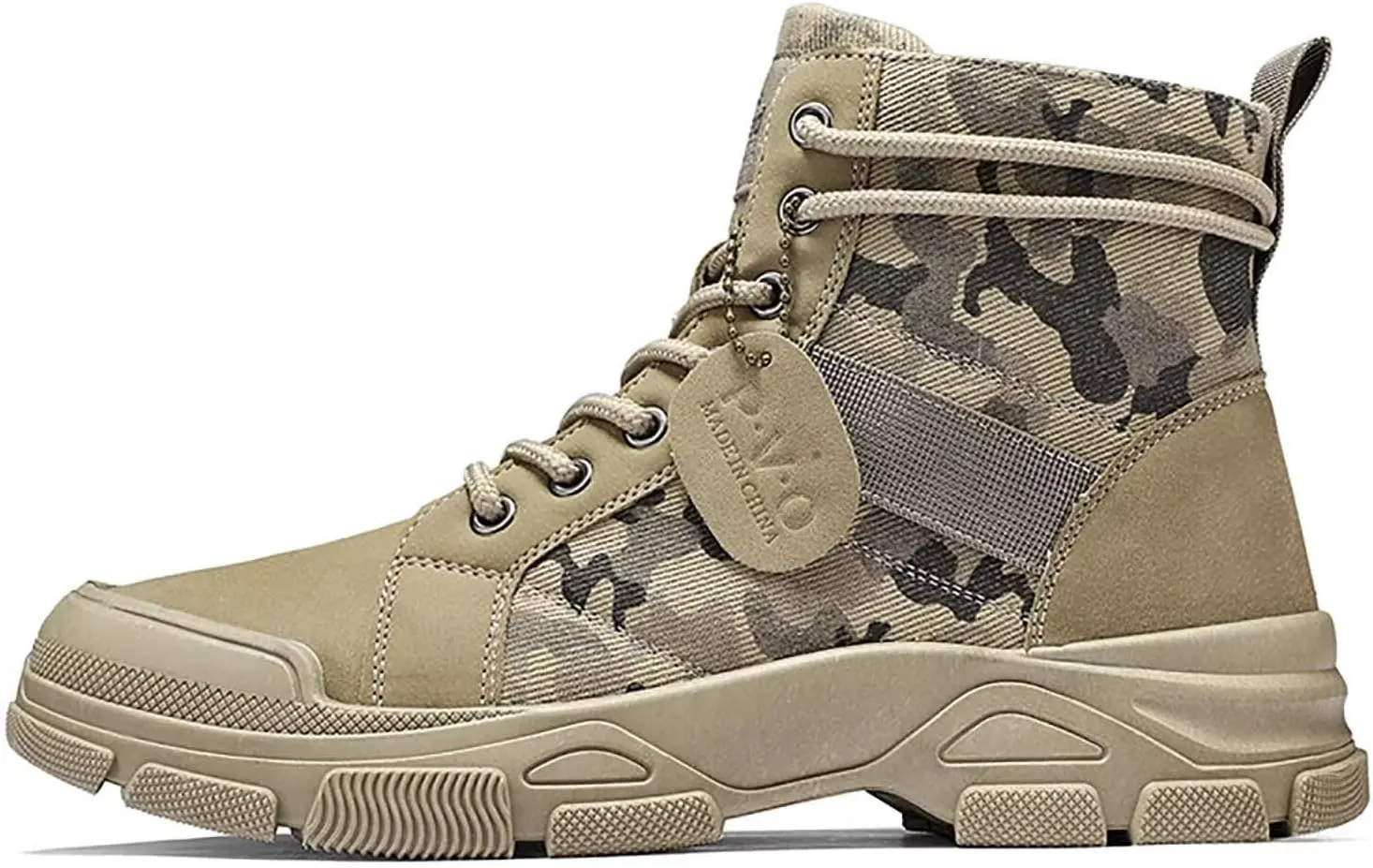 TERBOFIN Tactical Military Boots for Men Comfort Combat Boots Lightweight Camouflage High Top Canvas Boots with Soft Out-sole Thicker Heel for Casual Work Walking
