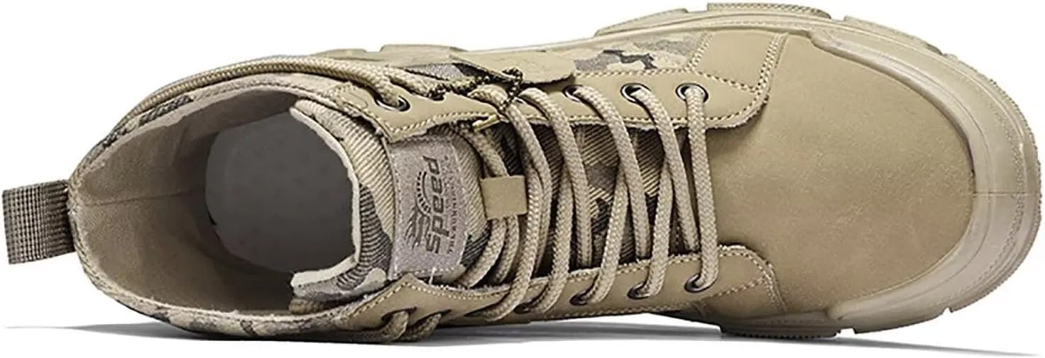 TERBOFIN Tactical Military Boots for Men Comfort Combat Boots Lightweight Camouflage High Top Canvas Boots with Soft Out-sole Thicker Heel for Casual Work Walking