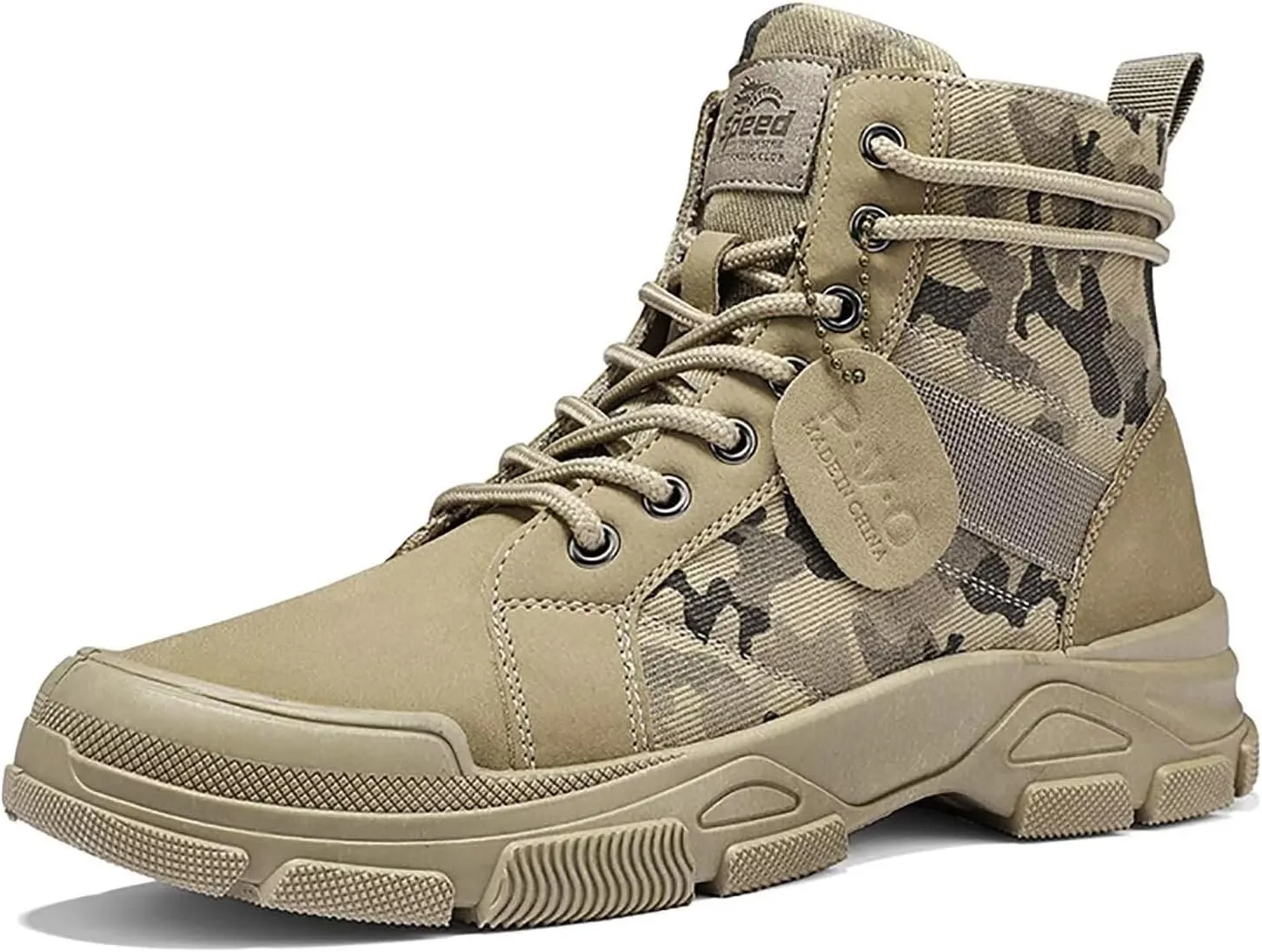 TERBOFIN Tactical Military Boots for Men Comfort Combat Boots Lightweight Camouflage High Top Canvas Boots with Soft Out-sole Thicker Heel for Casual Work Walking
