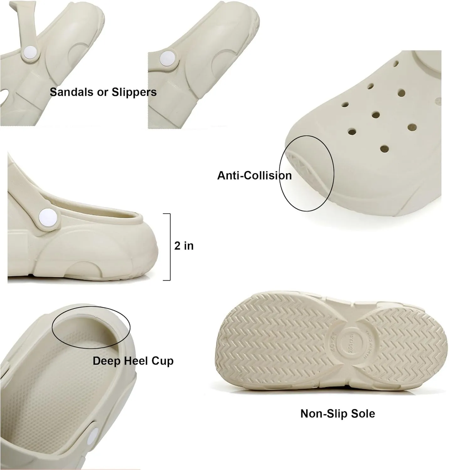 Thick Sole Garden Clogs for Women and Men, Ultra Resilient Summer Sandals, Arch Support Comfy Non-Slip Waterproof Casual Shoes, Slip-on Slides Outdoor Beach Slippers Unisex Adult Closed Toe Mules