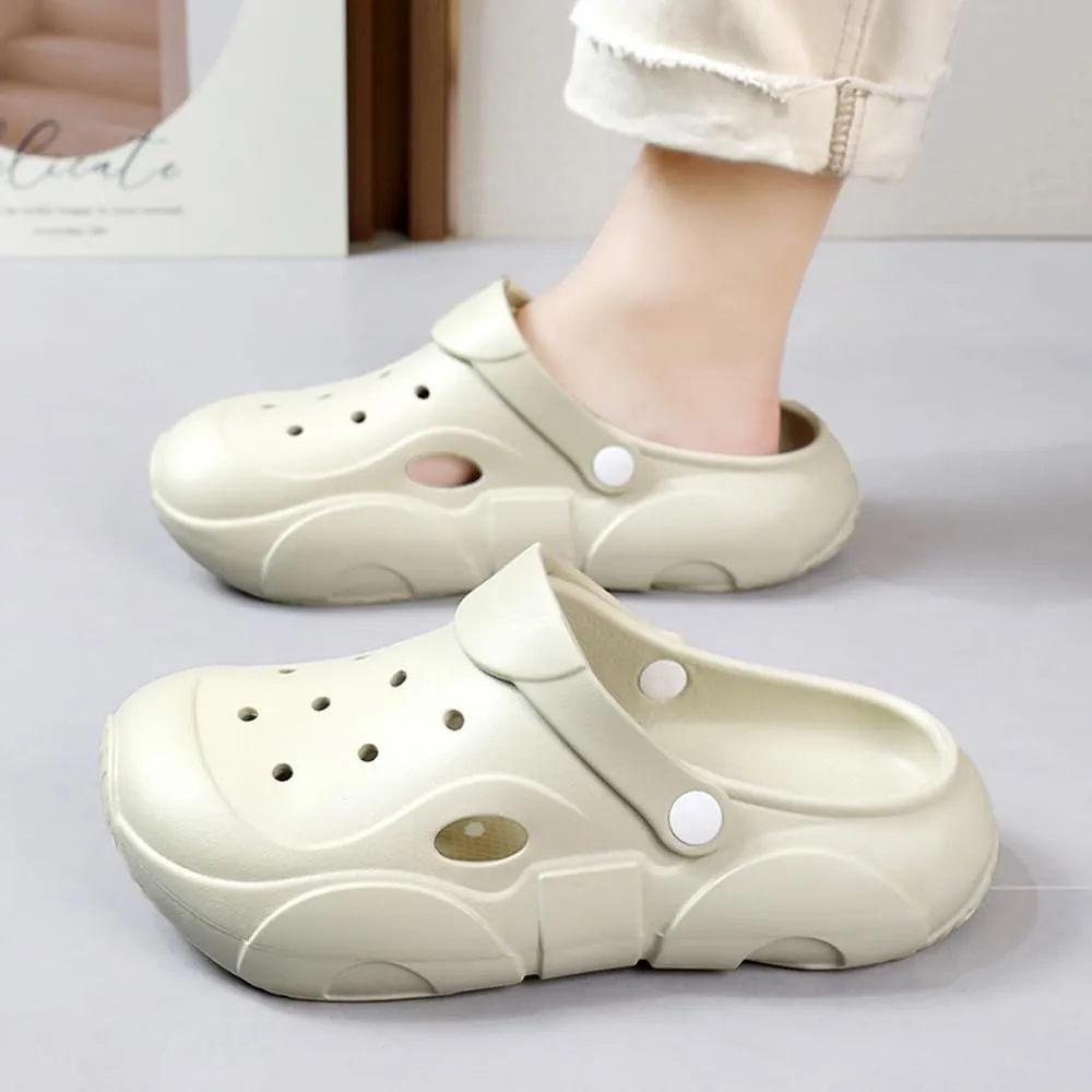Thick Sole Garden Clogs for Women and Men, Ultra Resilient Summer Sandals, Arch Support Comfy Non-Slip Waterproof Casual Shoes, Slip-on Slides Outdoor Beach Slippers Unisex Adult Closed Toe Mules