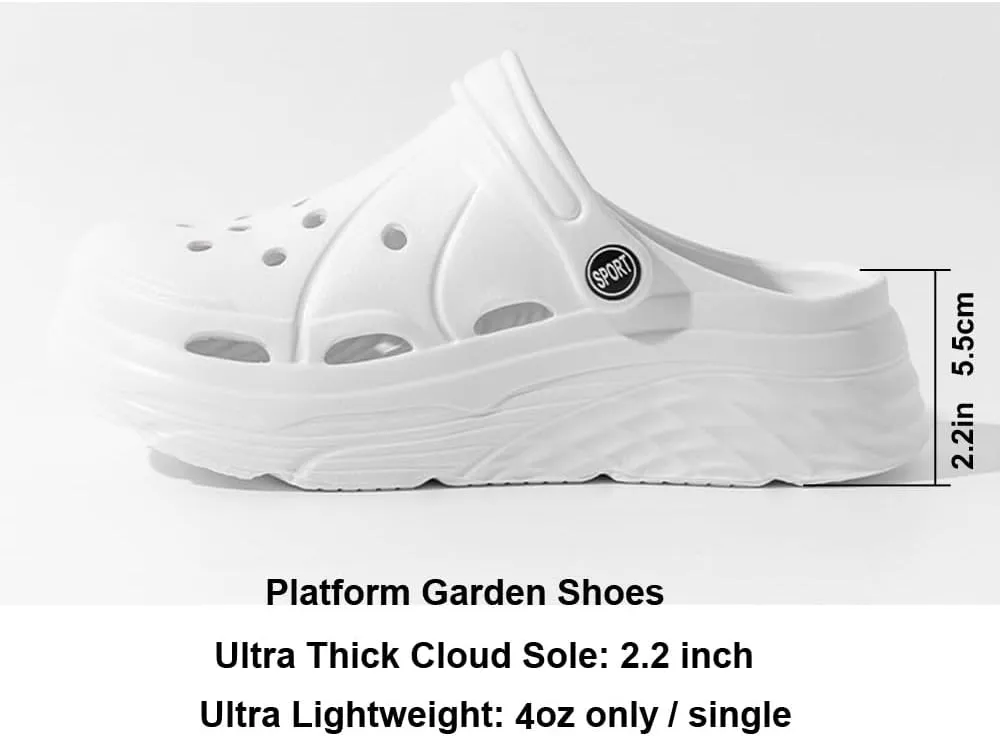 Thick Sole Platform Clogs for Women, Ultra Lightweight Garden Shoes for Girls, Summer Sandals Slip Resilient Arch Support Comfy Waterproof Casual Slip-on Slides Outdoor Beach Slippers Closed Toe Mules