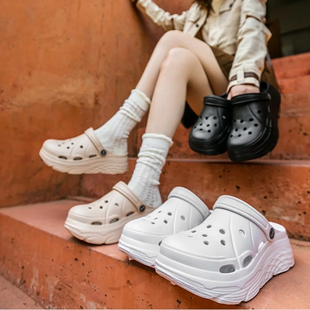 Thick Sole Platform Clogs for Women, Ultra Lightweight Garden Shoes for Girls, Summer Sandals Slip Resilient Arch Support Comfy Waterproof Casual Slip-on Slides Outdoor Beach Slippers Closed Toe Mules