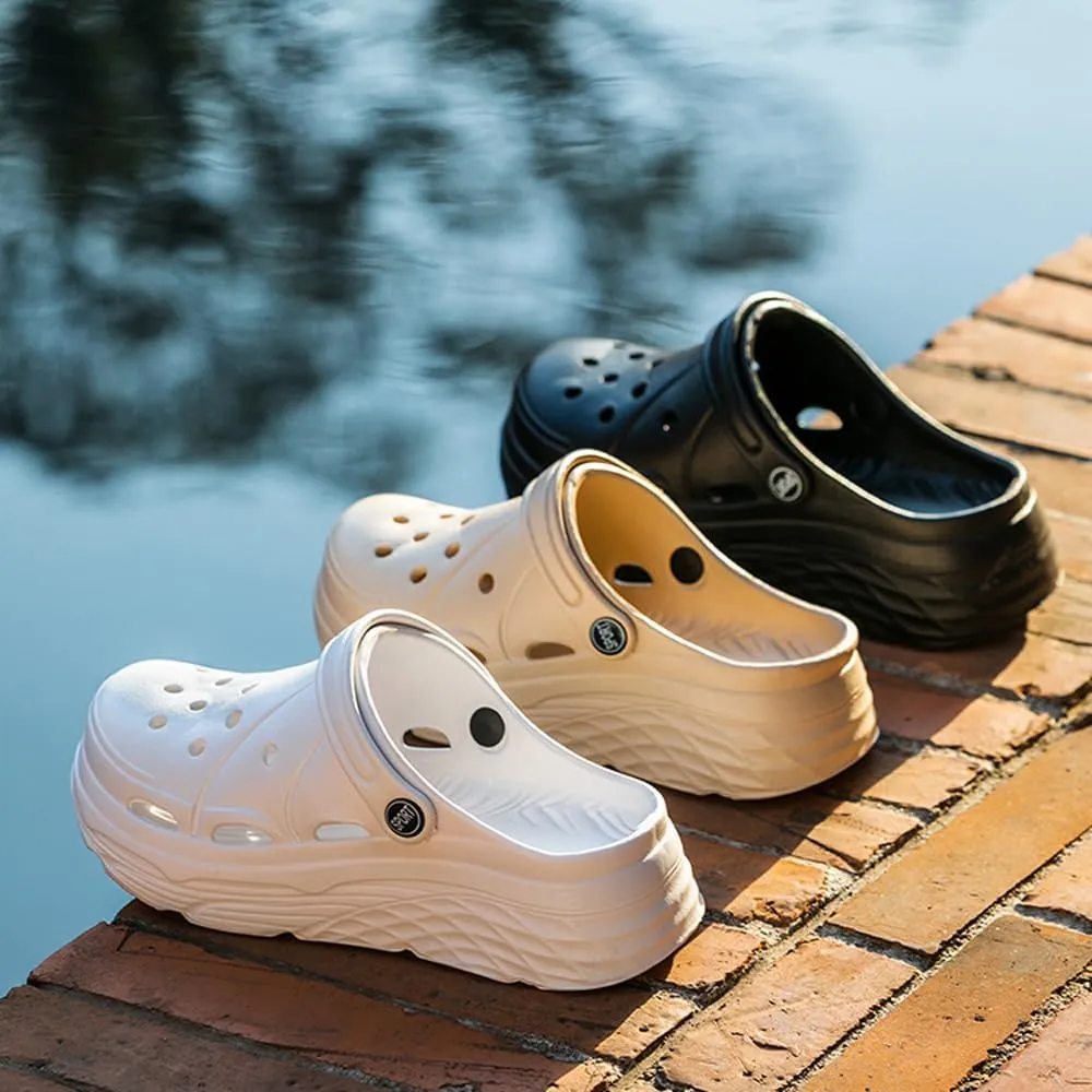Thick Sole Platform Clogs for Women, Ultra Lightweight Garden Shoes for Girls, Summer Sandals Slip Resilient Arch Support Comfy Waterproof Casual Slip-on Slides Outdoor Beach Slippers Closed Toe Mules