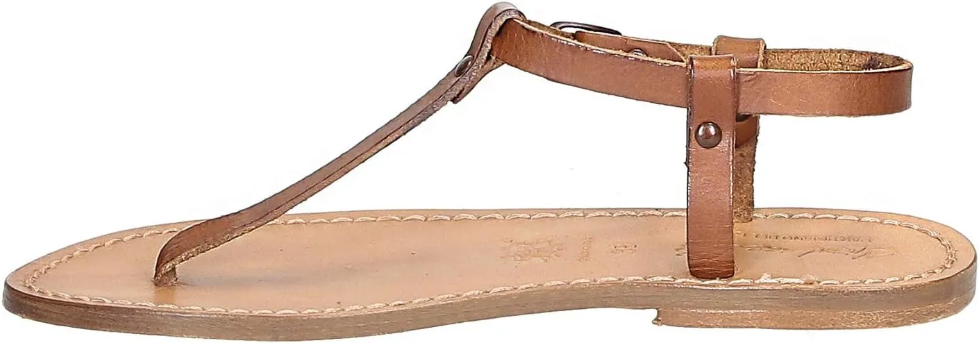 Thong Sandals in Dark Brown Leather Handmade in Italy