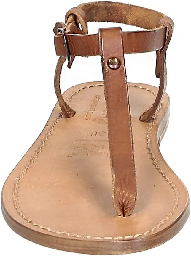 Thong Sandals in Dark Brown Leather Handmade in Italy