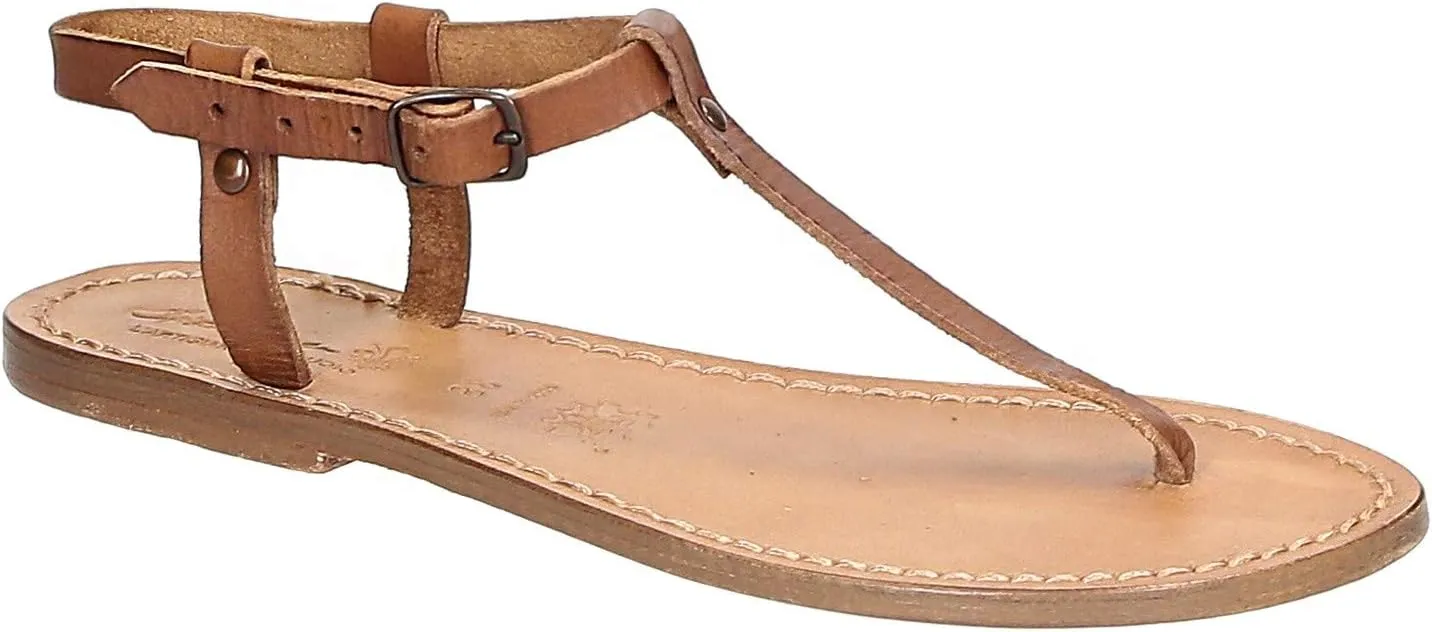 Thong Sandals in Dark Brown Leather Handmade in Italy