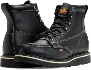 Thorogood American Heritage 6” Moc Toe Work Boots for Men - Soft Toe, Premium Full-Grain Leather with Slip-Resistant Wedge Outsole and Comfort Insole; EH Rated