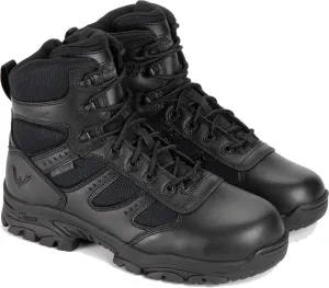 Thorogood Deuce 6” Waterproof Side-Zip Black Tactical Boots for Men and Women with Full-Grain Leather, Soft Toe, and Slip-Resistant Outsole; BBP & EH Rated