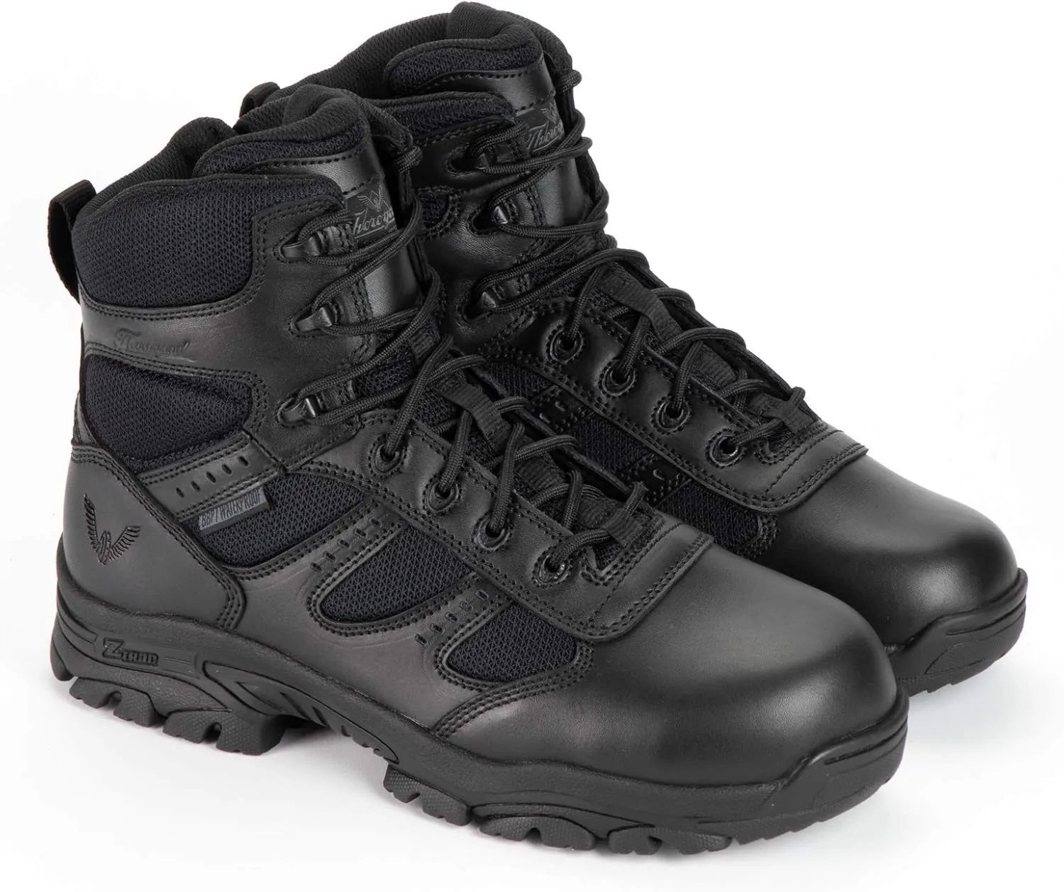 Thorogood Deuce 6” Waterproof Side-Zip Black Tactical Boots for Men and Women with Full-Grain Leather, Soft Toe, and Slip-Resistant Outsole; BBP & EH Rated