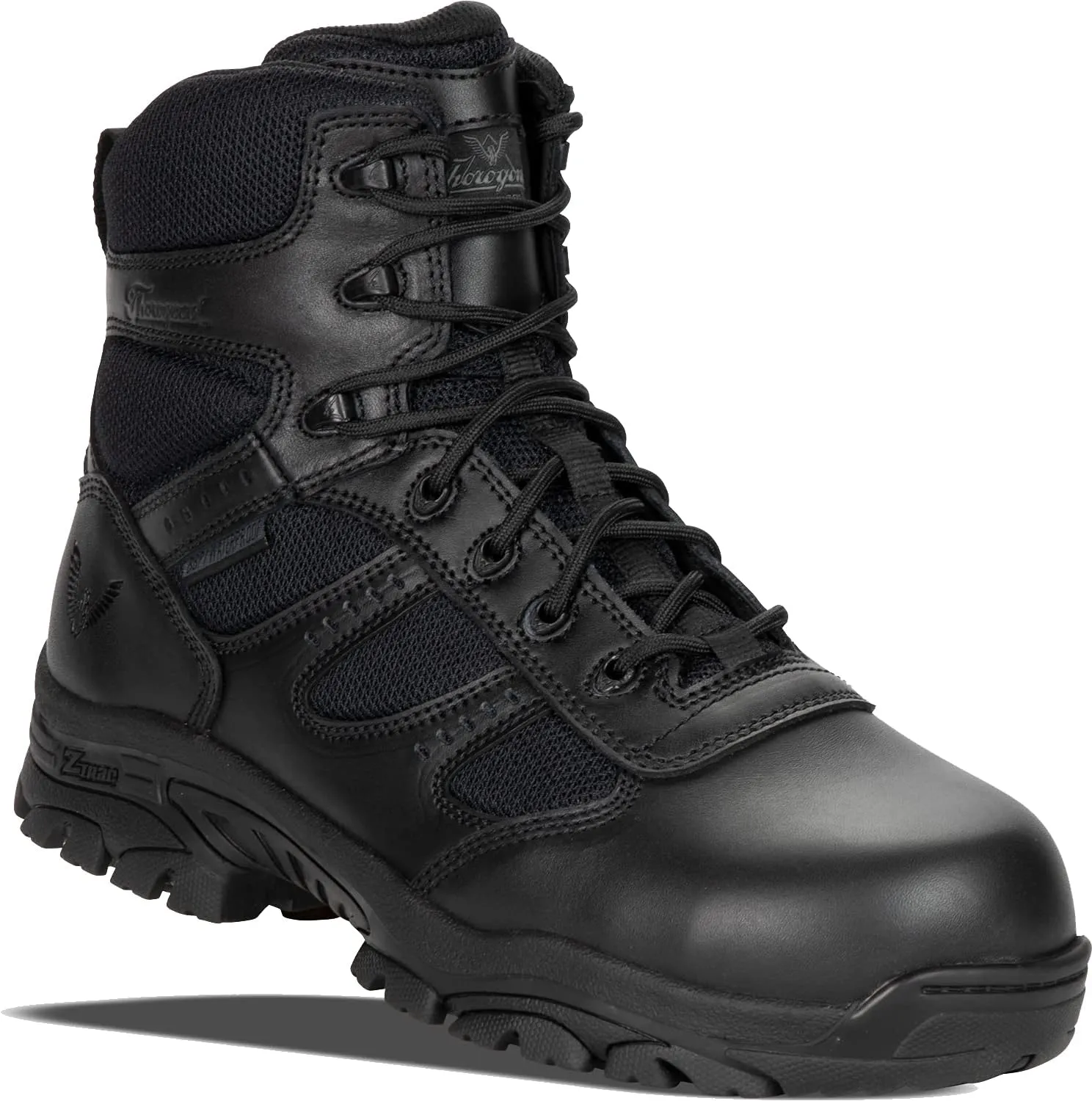 Thorogood Deuce 6” Waterproof Side-Zip Black Tactical Boots for Men and Women with Full-Grain Leather, Soft Toe, and Slip-Resistant Outsole; BBP & EH Rated