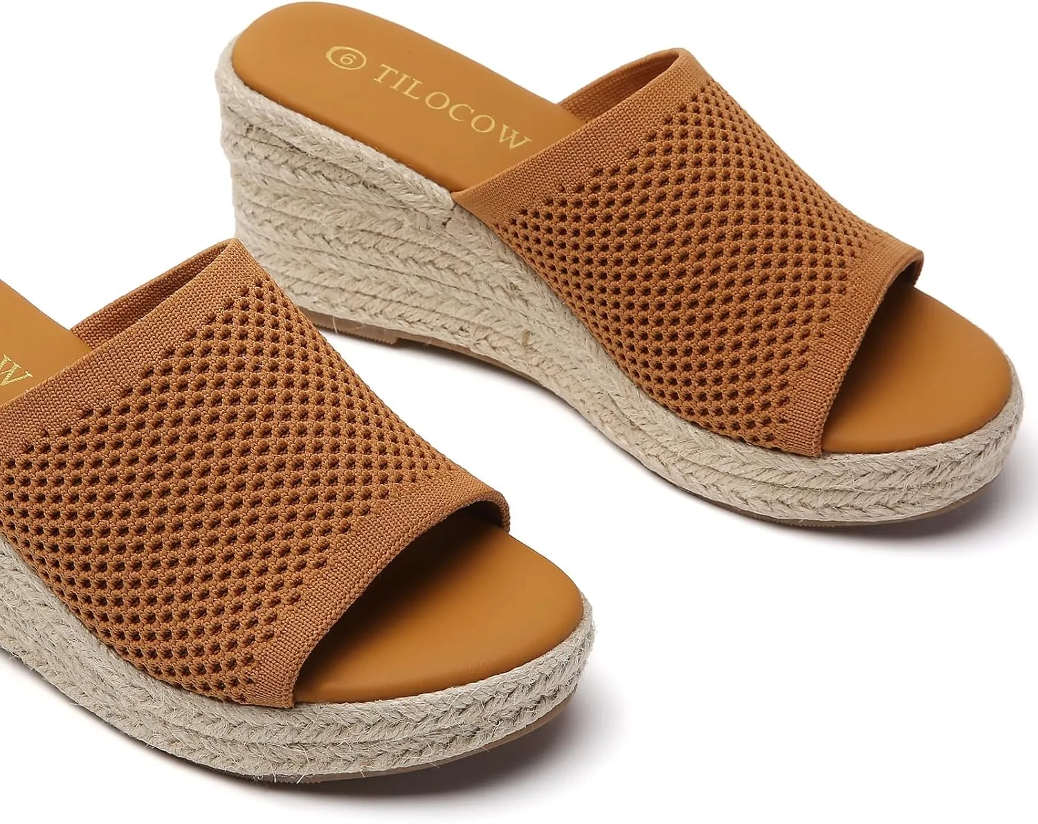 Tilocow Knit Espadrilles Wedges for Women Comfortable Slip On Platform Wedge Sandals Summer Beach Dress Heels Shoes