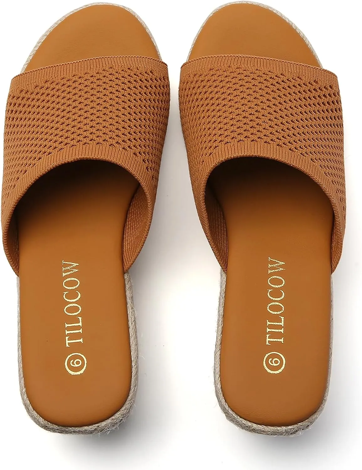 Tilocow Knit Espadrilles Wedges for Women Comfortable Slip On Platform Wedge Sandals Summer Beach Dress Heels Shoes