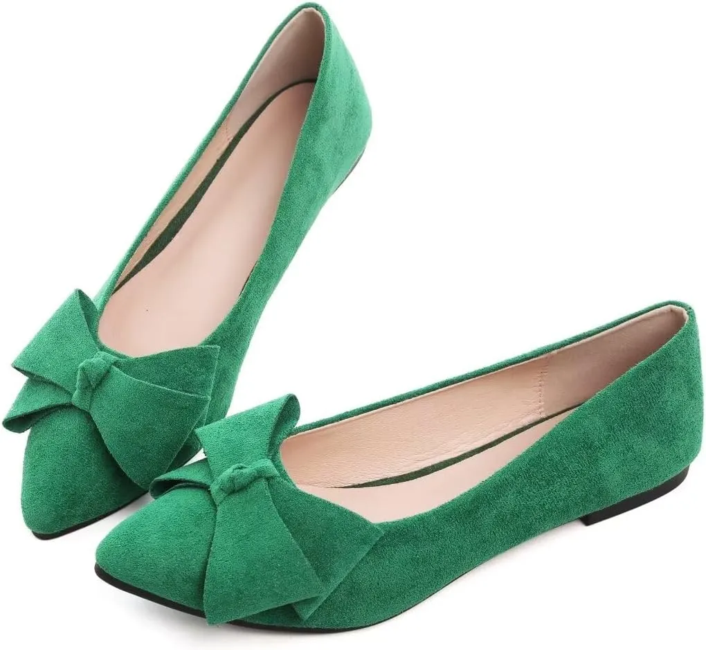 TN TANGNEST Women Classical Bowknot Flats Comfort Slip-on Pointed Toe Dress Shoes Walking Flats