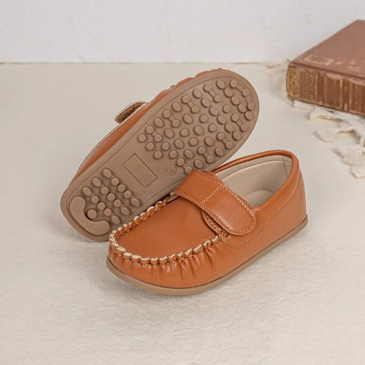 Toddler Boys Girls Leather Loafers,Little Kids Soft Slip-On Dress Shoes,Moccasins Flat Boat Shoes Casual Daily Walking Wedding Church School