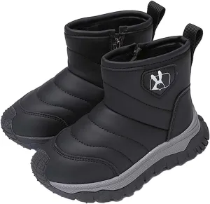 Toddler Cotton Soft Snow Booties Side Zipper 𝐖aterproof Warm Shoes Baby Boys Infant Boots Sole Non Slip Ski Warm Comfy