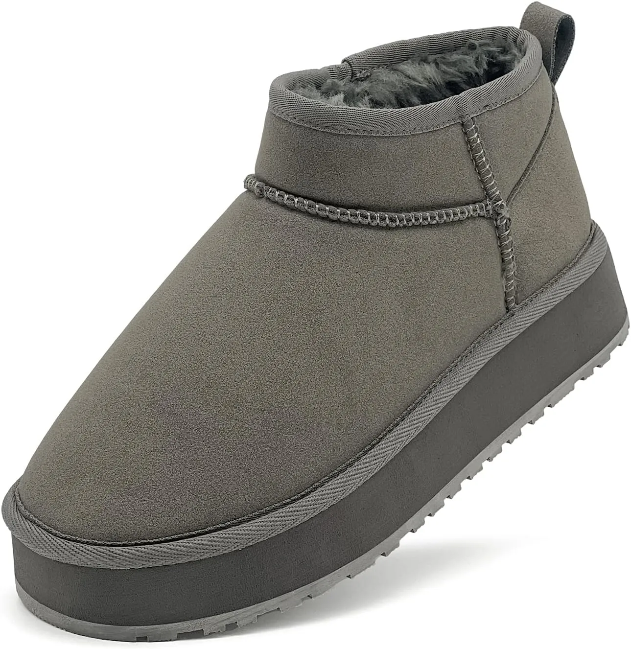Toddler Girls Classic Ultra Mini Platform Boots, Anti-Slip Lightweight Fall Winter Ankle Snow Kids Boots Warm Faux-Fur Lined Indoor Outdoor