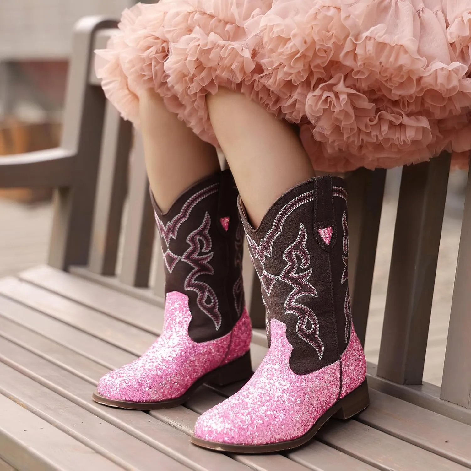 Toddler Girls Cowboy Boots - Cowgirl Western Boot for Kids Mid Calf Riding Shoes Little Kid/Big Kid