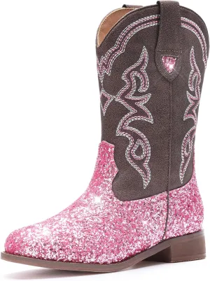 Toddler Girls Cowboy Boots - Cowgirl Western Boot for Kids Mid Calf Riding Shoes Little Kid/Big Kid