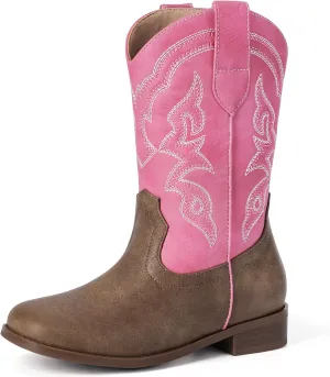 Toddler Girls Cowboy Boots - Cowgirl Western Boot for Kids Mid Calf Riding Shoes Little Kid/Big Kid