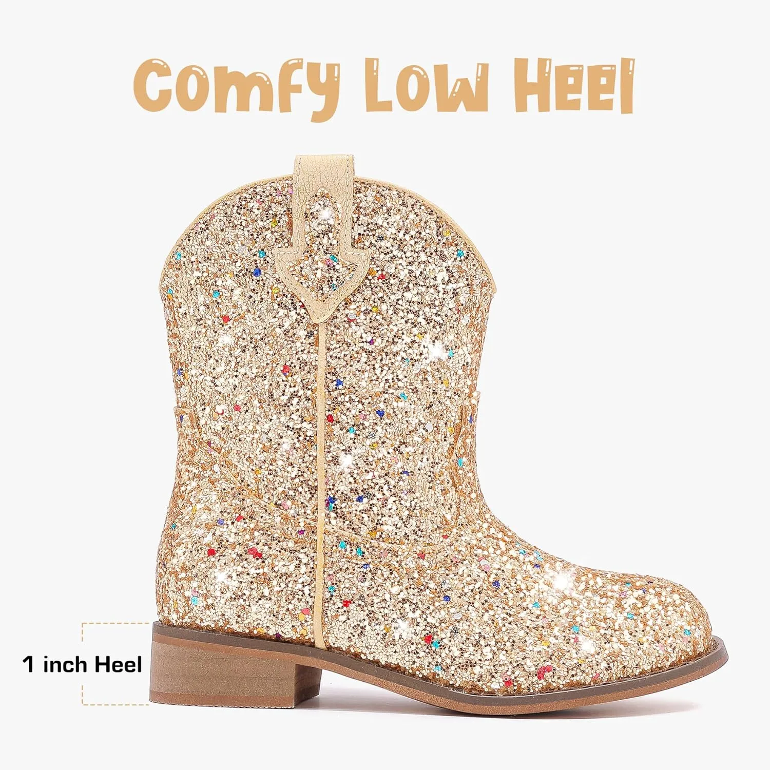 Toddler Girls Cowgirl Boots Western Glitter Cowboy Boot Ankle Boots Little Kids Big Kid Horse Riding Shoes Party Birthday Dress Up