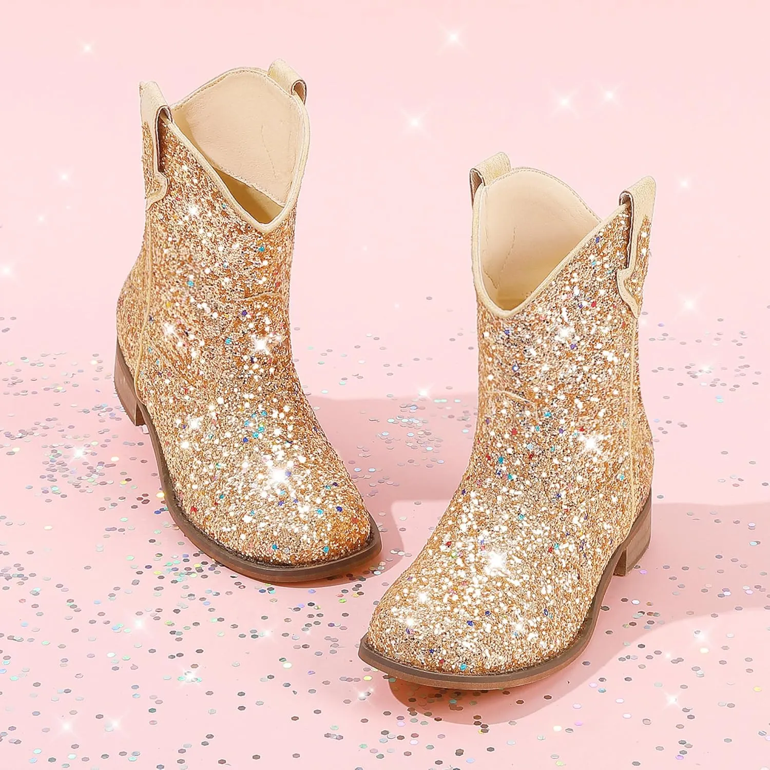 Toddler Girls Cowgirl Boots Western Glitter Cowboy Boot Ankle Boots Little Kids Big Kid Horse Riding Shoes Party Birthday Dress Up