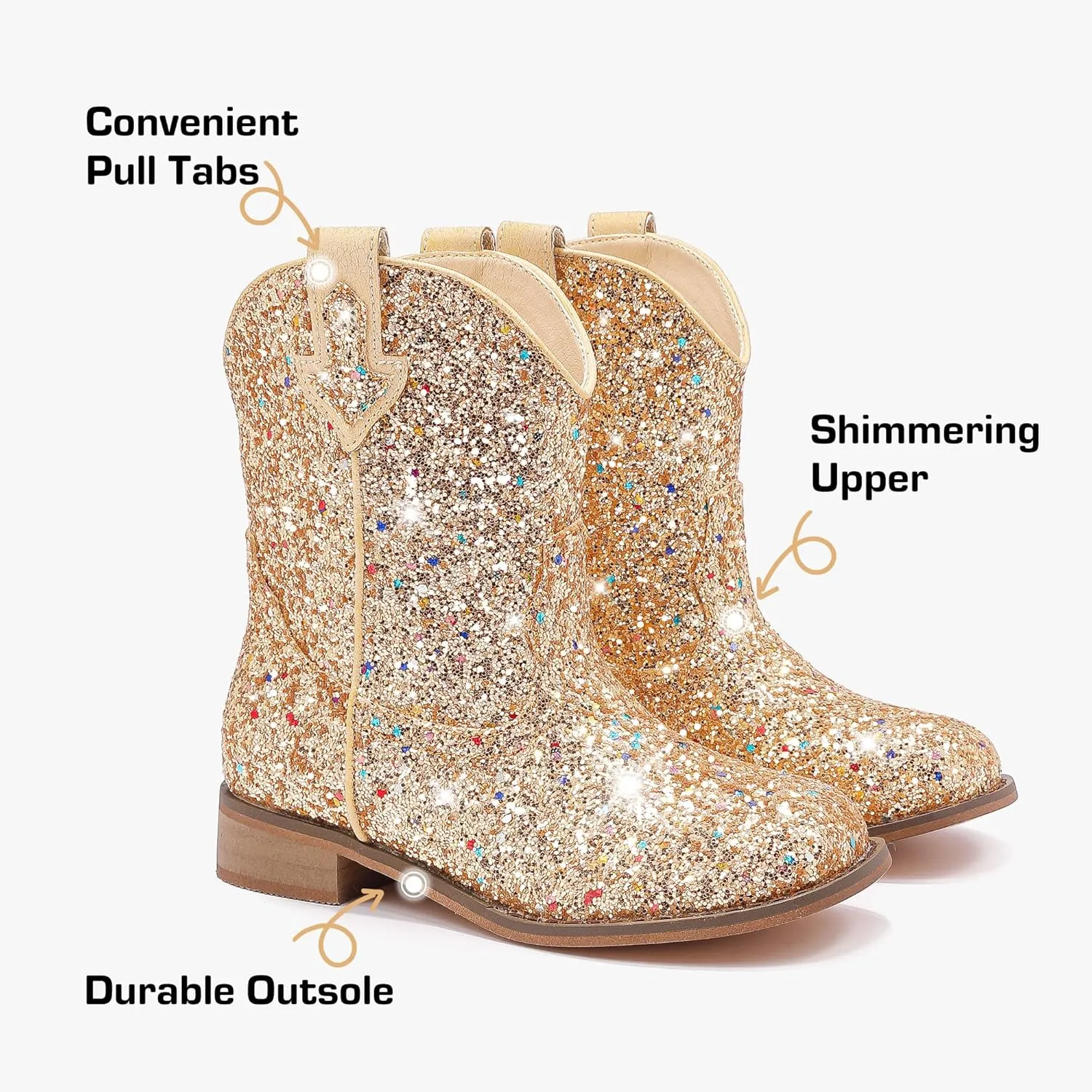Toddler Girls Cowgirl Boots Western Glitter Cowboy Boot Ankle Boots Little Kids Big Kid Horse Riding Shoes Party Birthday Dress Up