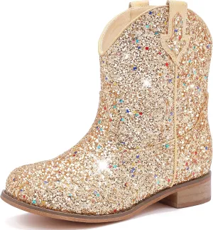 Toddler Girls Cowgirl Boots Western Glitter Cowboy Boot Ankle Boots Little Kids Big Kid Horse Riding Shoes Party Birthday Dress Up