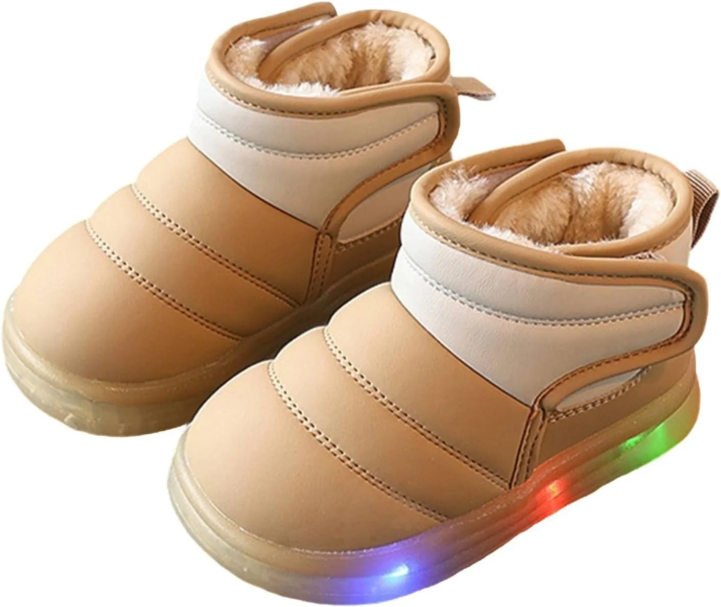 Toddler Glitter Light Up Snow Booties Baby Boys Girls Infant Soft Warm Shoes Thick Cotton Comfy Loafers Velvet Shoes