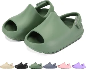 Toddler Kids Slides Sandals Summer Slip-On Sandals Shower Beach Pool Anti-slip Slippers for Girls Boys White Water Shoes