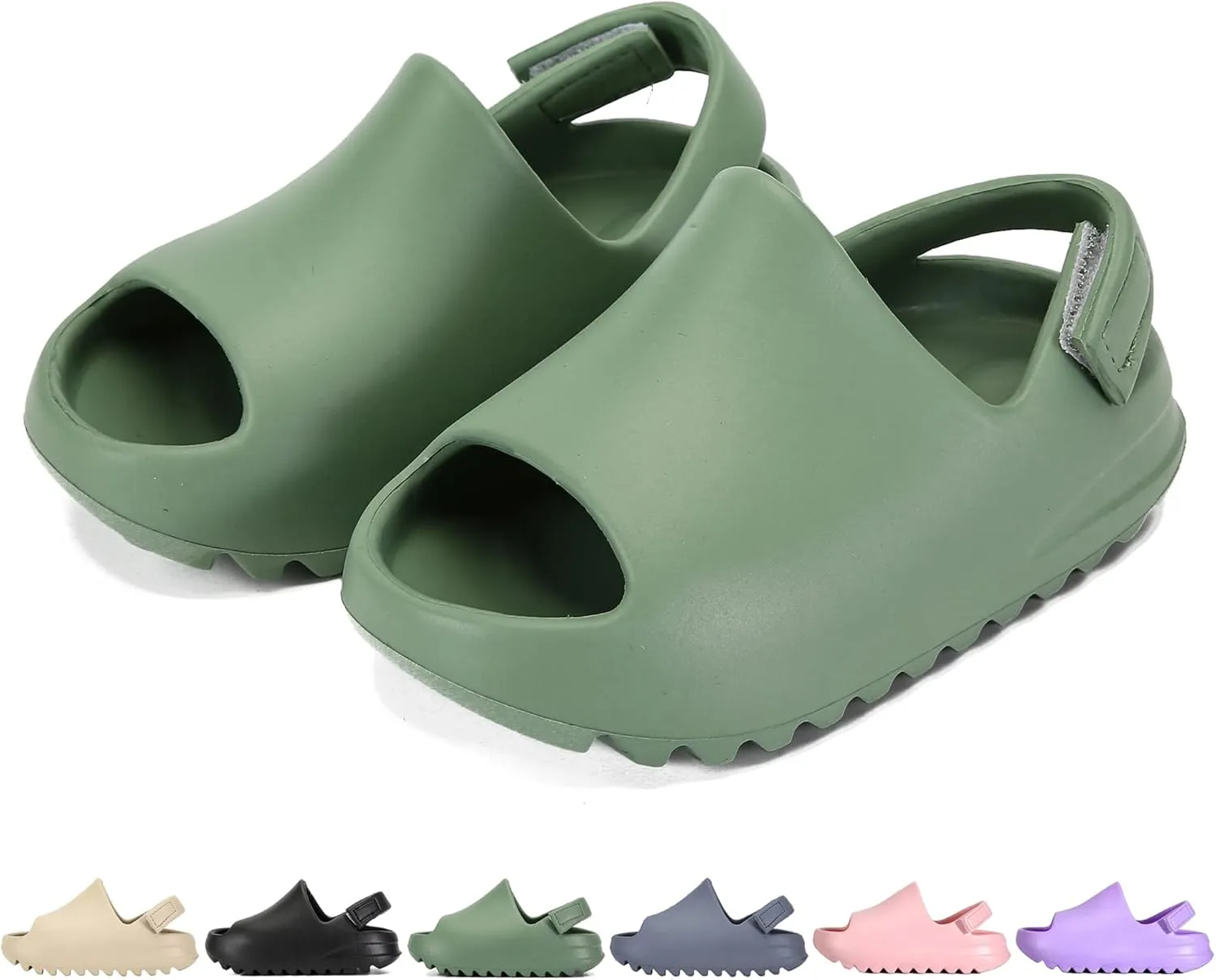 Toddler Kids Slides Sandals Summer Slip-On Sandals Shower Beach Pool Anti-slip Slippers for Girls Boys White Water Shoes